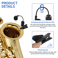 Microphone sans fil XTUGA KX721 pour saxophone, récepteur sans fil, micro à pince pour instrument de musique, micro UHF, directivité cardioïde, en plastique
