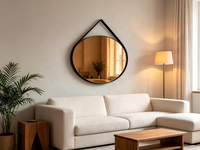 Miroir mural géométrique moderne avec verre teinté ambre et cadre en métal noir pour la décoration murale de la chambre, du salon ou de l'hôtel