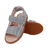 Sandales en cuir véritable pour enfants, nouvelles chaussures plates pour l'extérieur, à bout ouvert, pour garçons,