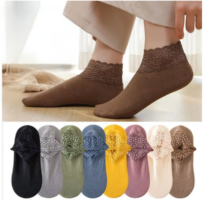 גרבי פוליאסטר חמות ללא החלקה לנשים סתיו וחורף מעובות תחרה מעובה קרסול משוחרר גרבי שינה לאחר לידה גרבי רצפה - Product Image 3