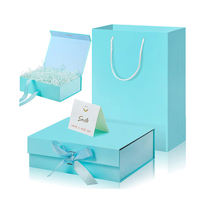 Luxury Box with Changeable Ribbon and with Paper Bags Greeting Card and Tissue Paper Box New Arrival fo simple elegant folding