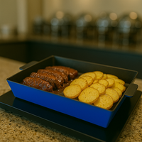 Plaque d'affichage de couleur de buffet de plateau de nourriture d'acier inoxydable bleu. Plateau antiadhésif pour l'hôtel, le restaurant, le Hotpot, le BBQ, l'utilisation de traiteur de banquet