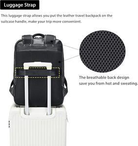 Vegetable Tanned <b>Leather</b> <b>Backpack</b> For <b>Men</b>, 15.6" <b>Leather</b> Laptop <b>Backpack</b> Hiking Travel Bag Camping Rucksack - Product Image 3