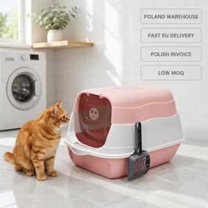 Toilette pour chat rose à capot, avec parois hautes et système anti-odeur, livraison rapide UE depuis la Pologne - Product Image 1