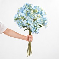 Bunga Hydrangea Sutra Realistis 2 Kepala Tangkai Panjang untuk Dekorasi Tengah Meja, Bunga Palsu untuk Pernikahan