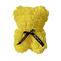 Ours en mousse rose fait main de 19 cm, fleur artificielle, ours en peluche, boîte cadeau pour anniversaire, Saint-Valentin, Thanksgiving, décoration de fête