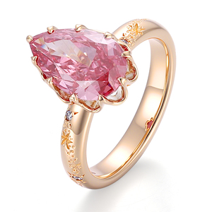Anillos <span class=keywords><strong>de</strong></span> <span class=keywords><strong>Oro</strong></span> <span class=keywords><strong>de</strong></span> 18k, Anillos Personalizados con Logotipo, Anillo <span class=keywords><strong>de</strong></span> Diamante Rosa Intenso Corte Pera Cultivado en Laboratorio para Compromiso o Boda - Product Image 3