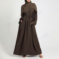 Ensemble Abaya Élégant et Modeste en Tissu Nida Premium, Jupe Longue Ceinturée, Étiquette Personnalisée, Commande en Gros, Fabricant Islamique pour Femmes Musulmanes