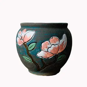 Pot <span class=keywords><strong>de</strong></span> fleurs succulentes en pierre <span class=keywords><strong>de</strong></span> <span class=keywords><strong>poterie</strong></span> Maifan, peint à la main, tournesol, Cactus, jardinière, grès, argile, pour la décoration, livraison directe - Product Image 1