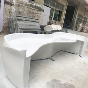 Mostrador de Recepción Ovalado Moderno, Superficie Sólida Brillante, Muebles Comerciales para Uso en Centros Comerciales y Oficinas - Product Image 2