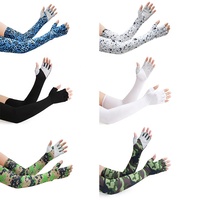 Poliéster Hielo Mano Cubierta Protector solar Refrigeración Brazo Manga Guantes Con Dedo