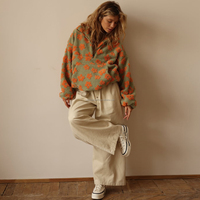 Veste à col zippé en polaire florale personnalisée pour femmes