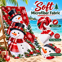 Serviette de plage en microfibre personnalisée pour Noël, OEM ODM, serviette de vacances imprimée, séchage rapide, douce, légère, directement de l'usine