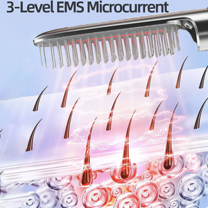 หวีเครื่องนวดหนังศีรษะแบบ microcurrent ชาร์จไฟ <span class=keywords><strong>LED</strong></span> สีแดงกระตุ้นการเจริญเติบโตของเส้นผม - Product Image 2
