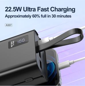 A337 PD22.5Wポータブル発電所30000mAh Li-PolymerバッテリーLCDディスプレイクイックチャージパワーバンク - Product Image 3