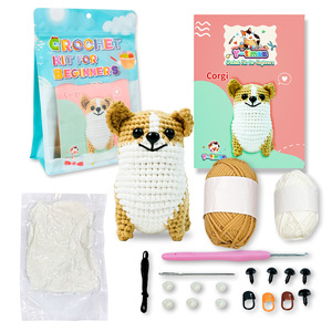 Kit de tricot DIY pour chiot Corgi mignon, ensemble d'accessoires au <span class=keywords><strong>crochet</strong></span> incluant des crochets ergonomiques pour débutants et adultes - Product Image 1