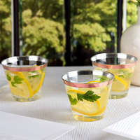 Verre à champagne en or rose personnalisé de 9oz en plastique transparent à bordure jetable à paroi unique pour fête et mariage