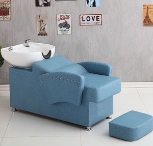 Cama de lavado de cabello de lujo para salón de belleza, cama de lavado de cabello semirreclinable para peluquería, cama de lavado de cabello con lavabo de cerámica simple para salón de moda - Product Image 5