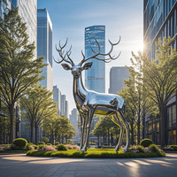 Escultura Abstracta de Acero Inoxidable para Exteriores, Gran Espejo Pulido, Adornos Decorativos para Jardín, Escultura Metálica Moderna