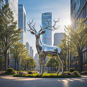 Scultura esterna astratta in acciaio inox grande specchio lucidatura giardino paesaggio ornamenti decorativi moderni in metallo scultura - Product Image 5