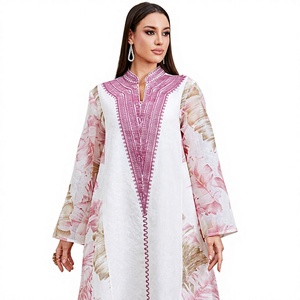 2022 Luxury Floral <b>Kaftan</b> Dresses Abaya <b>Women</b> Fashionable Arabic Islamic Breathable Summer Long Dress Traditional Muslim - Product Image 4