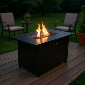 Mesa rectangular para fogatas de exterior Db de 43 pulgadas, con recipiente de metal para combustible de etanol, diseño moderno para uso en exteriores. - Product Image 2