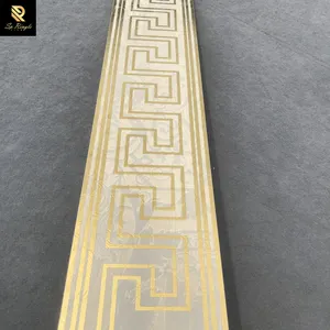 Spingletile Foshan Building Materials Black Wood Grain Border Floor Design Patterned Porcelain Golden Matte Ceramic Border Tile