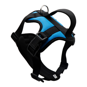 Adjustable Padded Nylon Dog <b>Harness</b> Breathable Durable <b>Black</b> Blue Medium Size Buckle Closure Simple Style for Dogs - Product Image 5