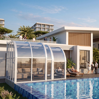 Véranda préfabriquée en aluminium avec structure en verre, verre trempé, imperméable, utilisable toute l'année, pour terrasse extérieure, installation facile