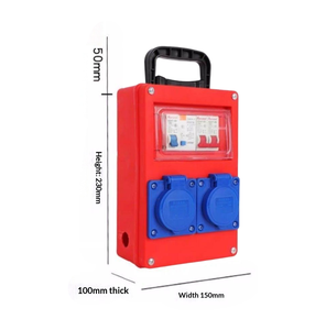 กล่องจ่ายไฟแบบพกพา กันน้ำ 16A 3 ขา ปลั๊กอุตสาหกรรม 2 ช่อง พร้อม RCD 220V สำหรับไซต์ก่อสร้าง กล่องจ่ายไฟ - Product Image 2