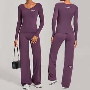 Conjunto de Yoga de Dos Piezas de Manga Larga con Sensación Desnuda, de Alta Elasticidad, para Otoño, Ropa Deportiva de Lujo para Mujer - Product Image 1