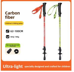 Bâtons de randonnée en fibre de carbone pour enfants, antidérapants, <span class=keywords><strong>ultra</strong></span>-légers, télescopiques, avec verrou de sécurité, béquilles, pour l'escalade, la randonnée, le camping, portables - Product Image 2