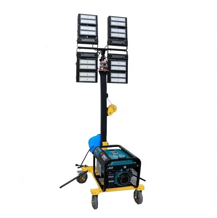 Tijdelijke Verlichting 1000W Telescopische Generator Lichttoren 9M 12M 15M Hoogte Pneumatische Paal Mobiele Lichttoren 3000W