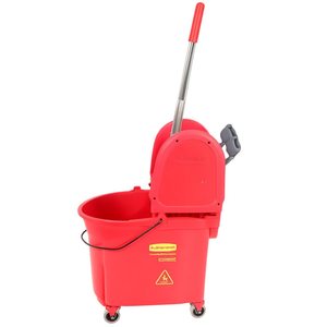 Secchio per Mop Commerciale Rubbermaid 33 L Wavebrake Rosso con Ruote per Pulizie - Product Image 2