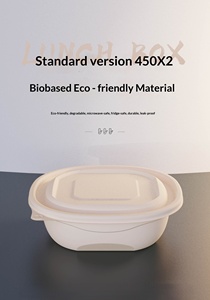 Envase Cuadrado Resistente de 450 ml, Biodegradable, Grado Alimenticio, para Alimentos, Ideal para Catering Comercial - Product Image 1
