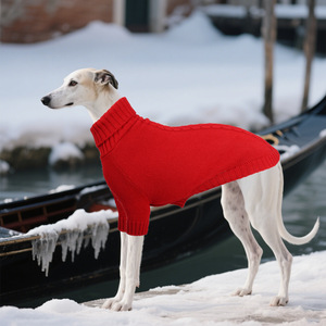 Winter New Red Acrylic <strong>Dog</strong> Sweater For Medium/Large <strong>Dogs</strong> Comfortable Warm Ribbed <strong>Knit</strong> Pet Apparel - Product Image 1