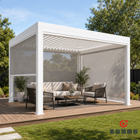 MEIXIN ORLANDO Villa de luxe moderne, pergola bioclimatique motorisée en aluminium avec verre feuilleté, pour patio extérieur