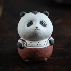 Figurine de panda Zisha Tea Pet, faite à la main, taille créative pour la réunion, pour la décoration de table à thé - Product Image 3