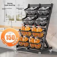 Étagère de cuisine, chariot domestique multi-niveaux, panier de rangement en acier de style nordique pour fruits et légumes, étagère à snacks pour salon