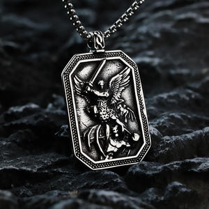 Collar con Colgante de Acero Inoxidable para Hombre, Diseño de Caballero Ángel, Estilo Hip Hop, Retro, Regalo, Joyería - Product Image 4