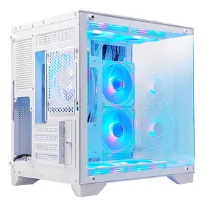 MANMU Computer Case Pc Itx Case Tempered Glass For Horizontal Computer Gaming Case Pc Cabinet
