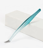 Lot de 2 pinces à épiler en acier inoxydable bleu dégradé pour extensions de cils et pointes en fibre