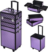 Chariot de maquillage professionnel en aluminium, valise à cosmétiques, chariot pour esthéticienne, artiste, voyage, boîte à bijoux cosmétique