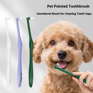 Grosir sikat gigi runcing <span class=keywords><strong>Mini</strong></span> Macaron untuk kucing dan anjing persediaan hewan peliharaan pembersih mulut plastik - Product Image 2