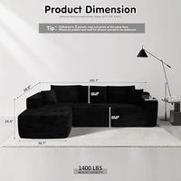 Canapé modulaire sectionnel en velours côtelé en forme de L, sans structure, compressé, gain de place, en tissu, livraison gratuite, vente en gros usine