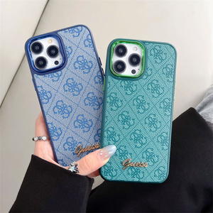 Custodia per <span class=keywords><strong>telefono</strong></span> in pelle <span class=keywords><strong>di</strong></span> lusso con marchio <span class=keywords><strong>di</strong></span> design elettrolitico per iPhone 15 14 13 Pro Max <span class=keywords><strong>cover</strong></span> per cellulare per ragazze - Product Image 2