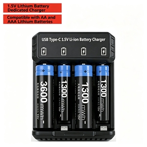 Batteria al Litio <span class=keywords><strong>AA</strong></span> Ricaricabile USB-C 3600mWh 1.5V a Tensione Costante Adatta per Strumenti Elettronici, Fotocamere, Torce - Product Image 4
