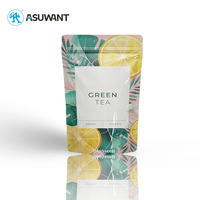 Sac d'emballage en poudre de thé vert Matcha Pochette debout en feuille d'aluminium stratifiée imprimée sur mesure mate