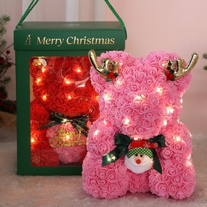 Bouquet de fleurs artificielles en mousse PE, ours en peluche licorne, guirlande lumineuse, <span class=keywords><strong>cadeau</strong></span> de Noël 1987, collection Bouquet Garden - Product Image 4