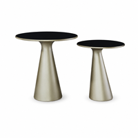 Table d'appoint moderne en verre trempé rond, couleur champagne doré, pour salon, chambre et hôtel, accent décoratif occasionnel